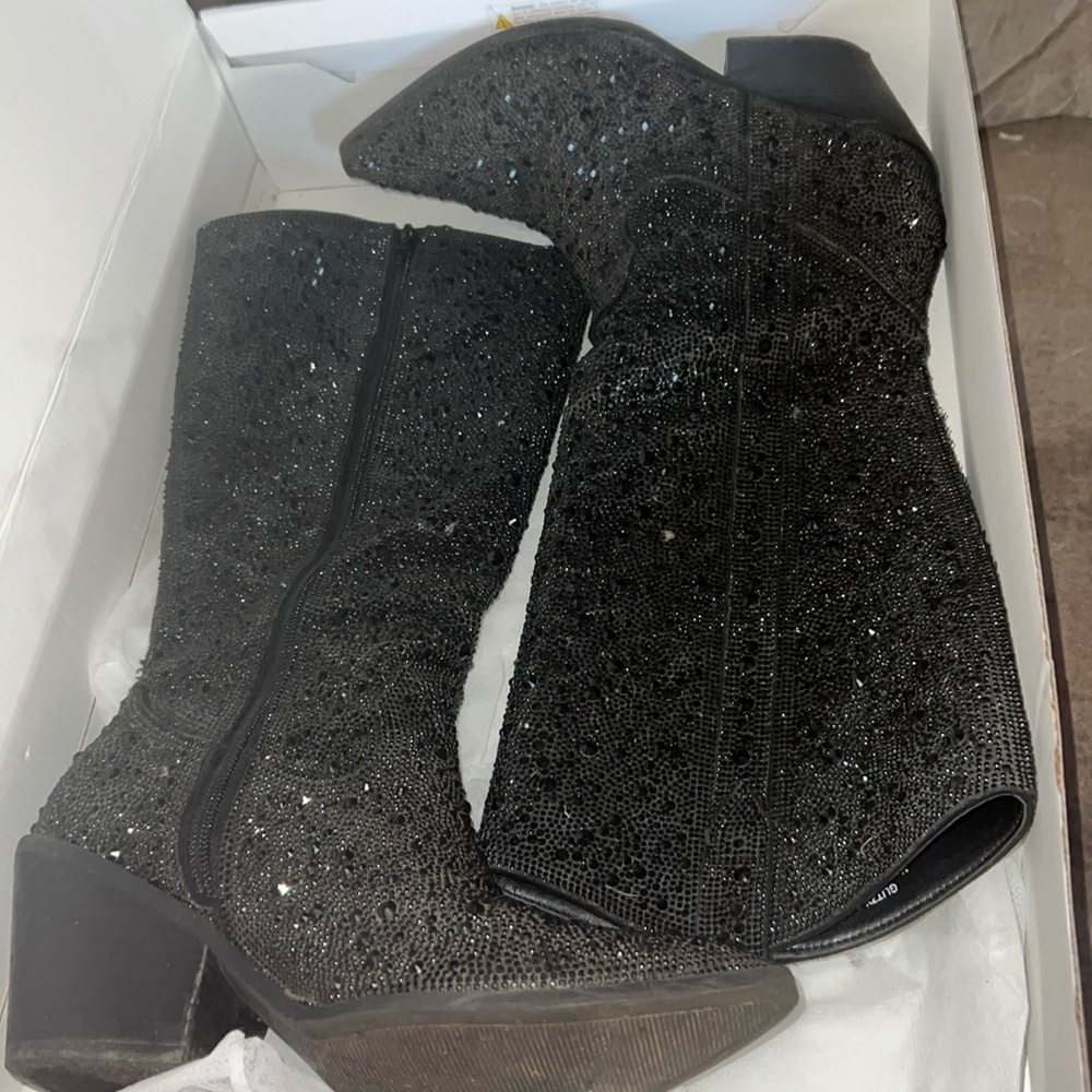 Black glitzy boots